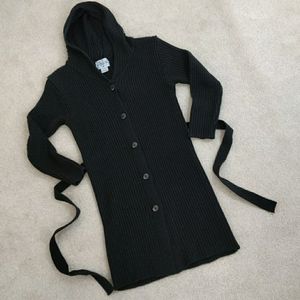 Black hooded cardigan sweater
